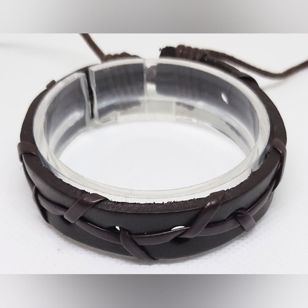 Men's bracelet‎ leather layered brown new e98